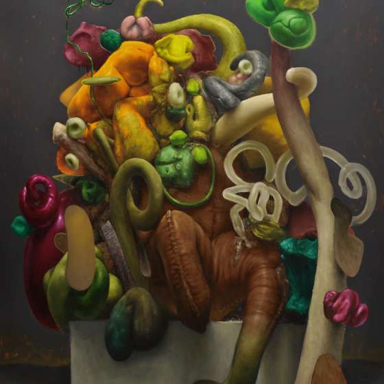 Golem (na cokole), olej na plotnie, 190x150cm, 2020