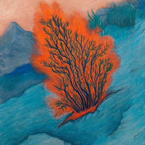 Pejzaż metafizyczny V/2022, tempera żółtkowa na płótnie, 55x45 cm, 2022