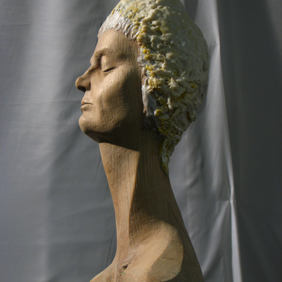 Portret Oli, drewno żywica, 2011