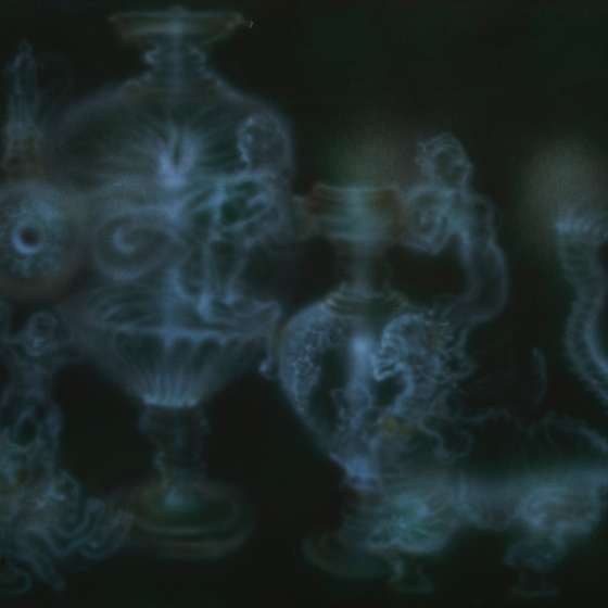 Cherez le mage; Naczynia, akryl tusz kreślarski, na pł., 55×70 cm, 2021