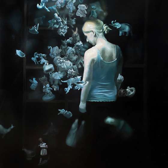 Okupacja świadomości; Schron, 120x150 cm, olej na płótnie, 2021