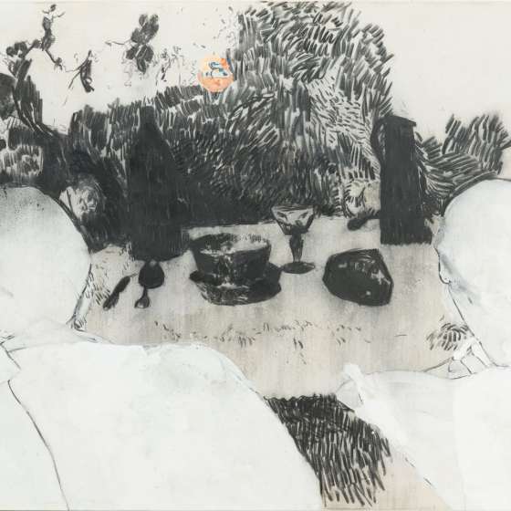 Obraz pierwotny, 130x190 cm, węgiel, grunt kredowo-klejowy, akryl na płótnie