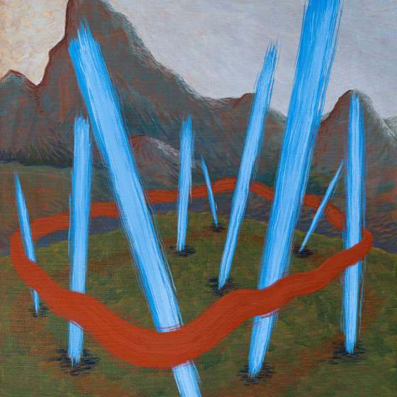 Pejzaż metafizyczny VIII/2023, tempera żółtkowa na płótnie, 60x45 cm, 2023