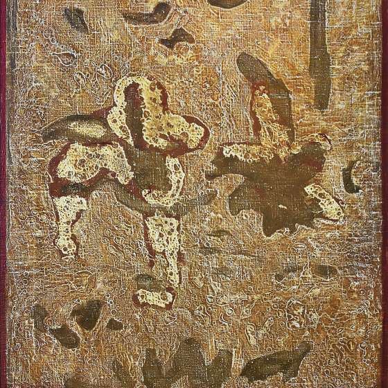 Bohdan Borowski, Ślady, 1966, olej na płótnie, 100 x 50 cm, własność p. Doroty Borowskiej