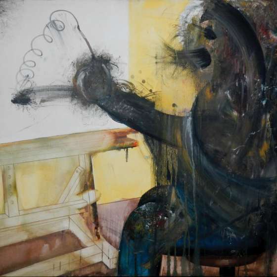 Malarz_90x100_olej tempera na płótnie, 2013