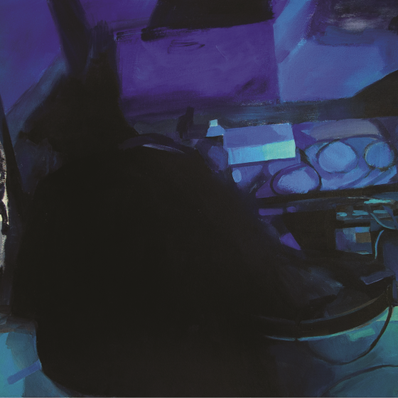 Miłosz B. znika, akryl na płótnie, 70×150 cm, 2022