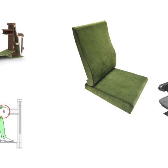 Modernizacja foteli Sejmu RP dla CIOP, Kancelarii Sejmu RP. Zespół: Maria Dziedzic, Adam Gedliczka, Anna Szwaja, Michał Kracik. Analiza ergonomiczna istniejących foteli, projekt koncepcyjny i wzorniczy profilu siedziska, oparcia i podnóżka. 2013