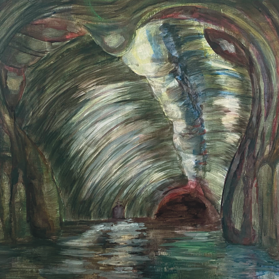 Wieloryb, 60x50 cm, technika mieszana na płótnie