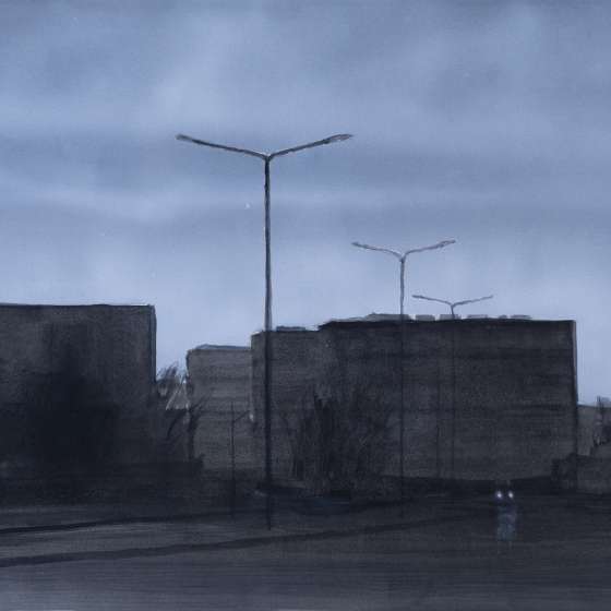 Styczeń, gwasz na papierze, 38x48 cm, 2023