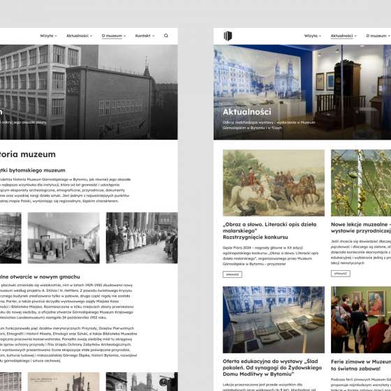 Projekt koncepcyjny rebrandingu strony internetowej Muzeum Górnośląskiego w Bytomiu.