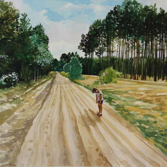 „Droga do Barnimia”, akwarela na papierze, 40/40 cm, 2022