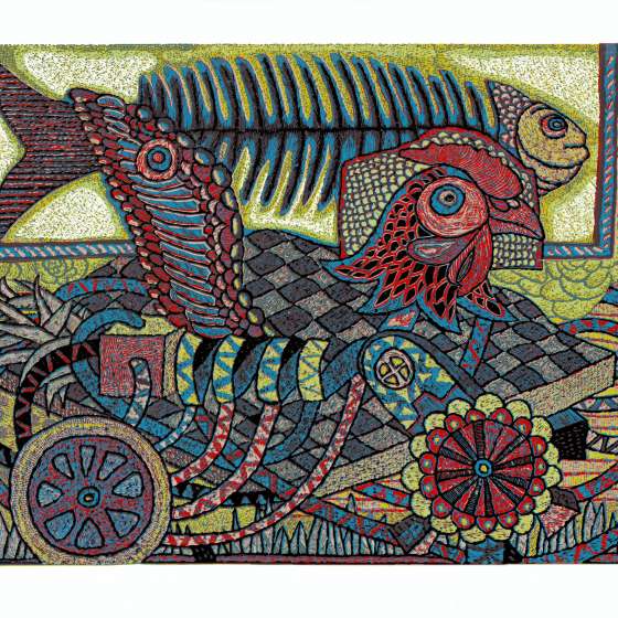 Kogutorość, linoryt kol., 65x95 cm, 2021