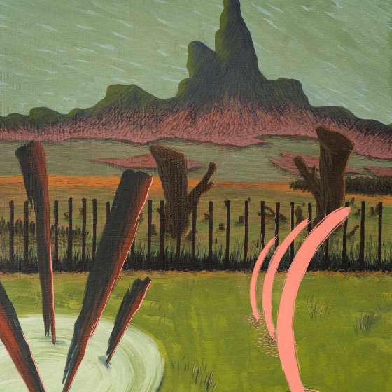 Pejzaż metafizyczny XI/2023, tempera żółtkowa na płótnie, 60x45 cm, 2023